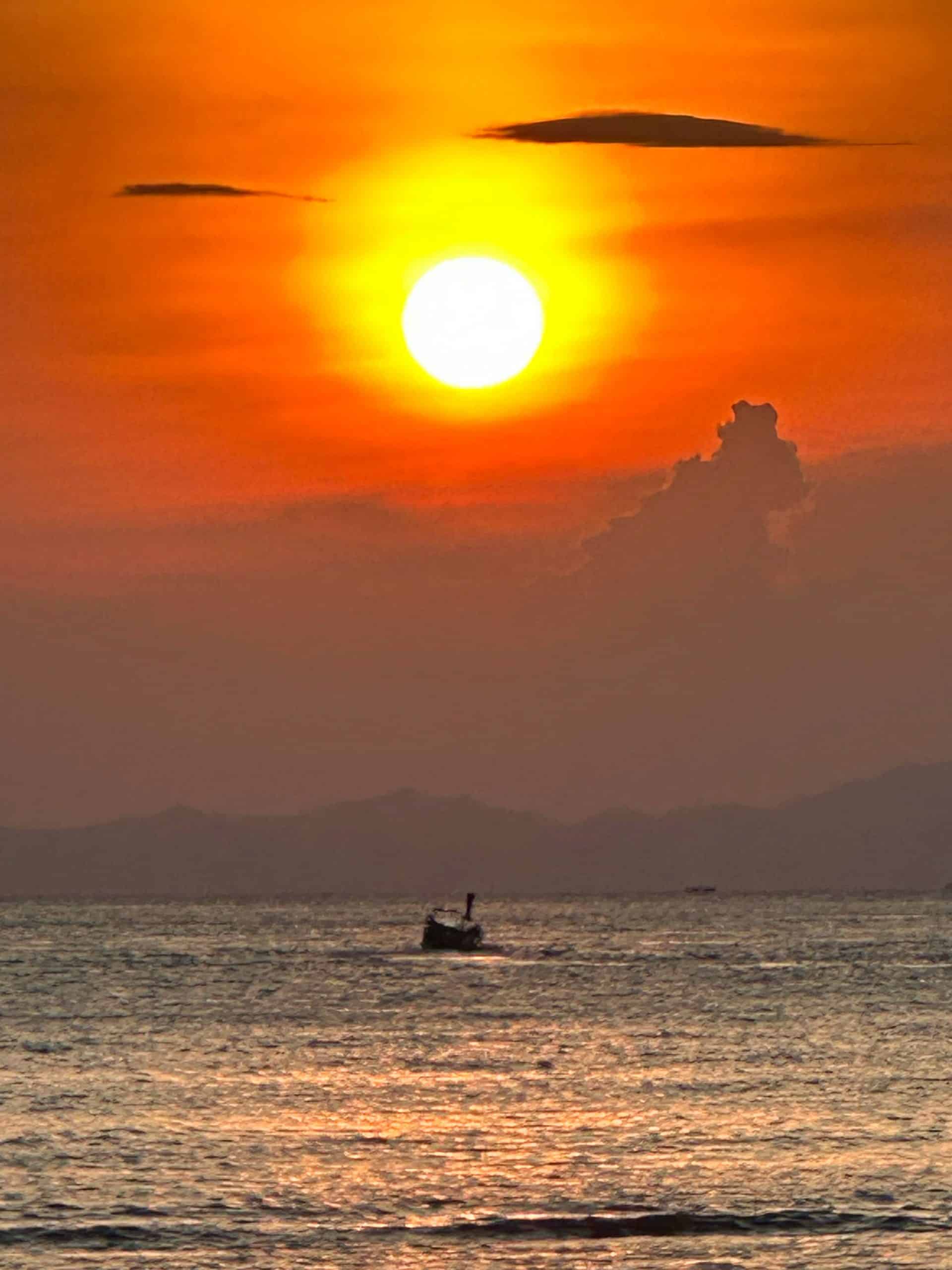 Sunset at Railay Beach in Krabi Province, Thailand.