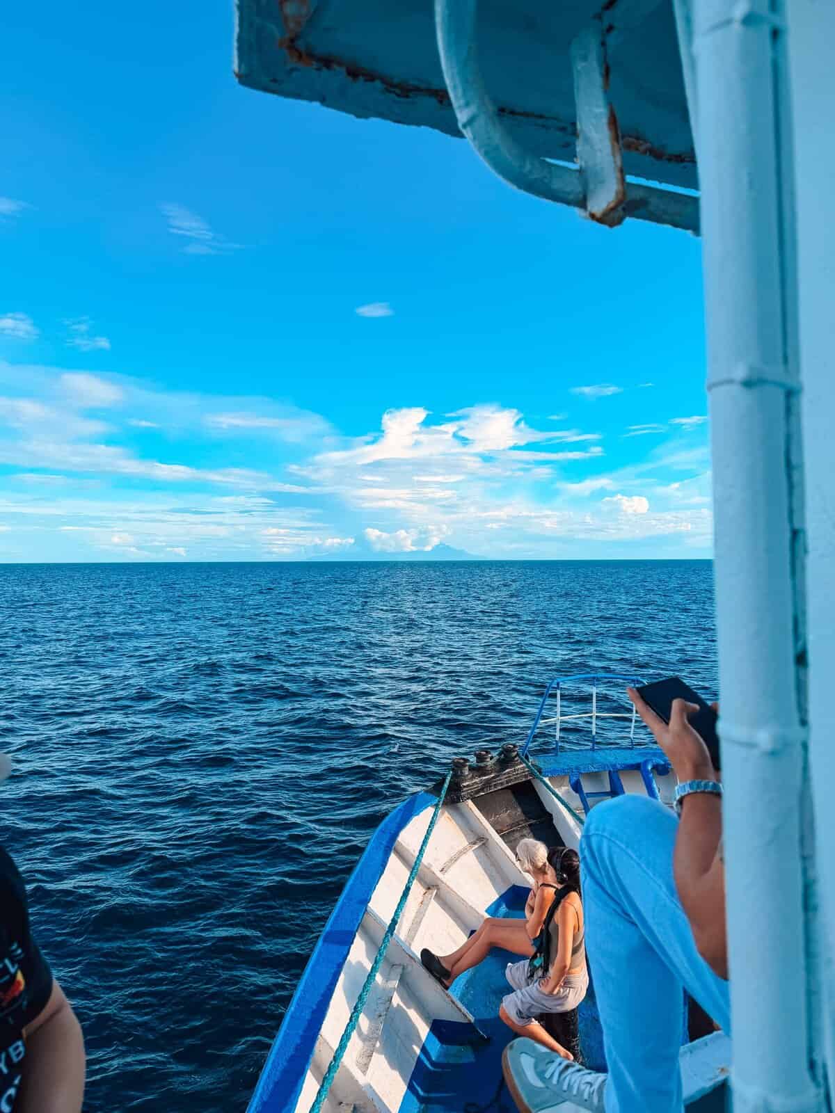 Front of a Filippino Boat heading towards Camiguin Island. The boat leaves every day from Jagna port in Bohol.