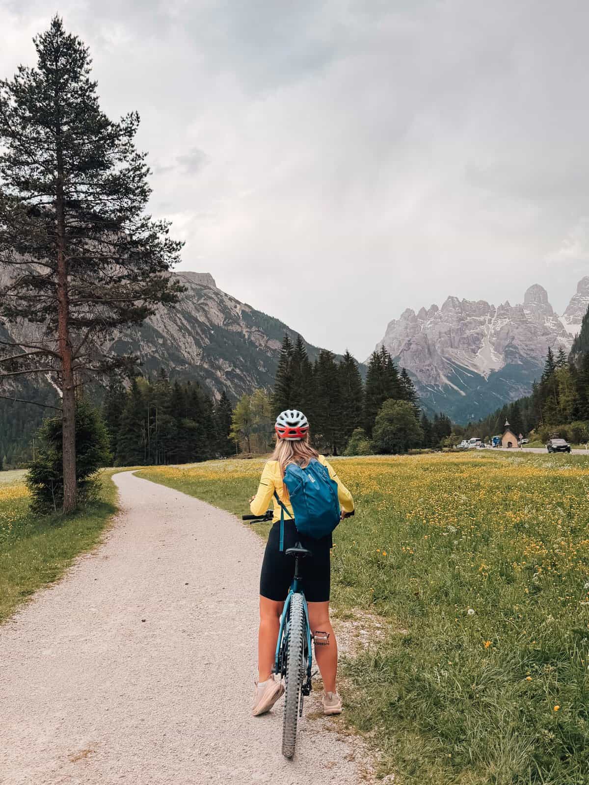 Dobbiaco to Cortina d`Ampezzo cycling Trail in the Dolomites.